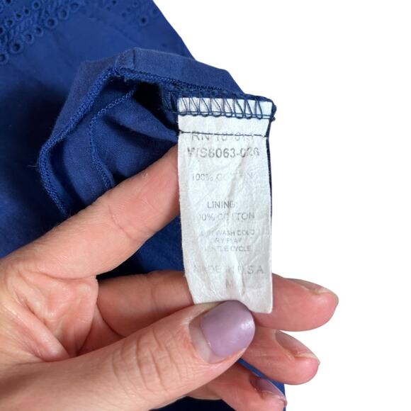 Willa Story Elizabeth Eyelet Ruffle Top Cottage Coastal Grandma Boho Blue Medium - Picture 6 of 9